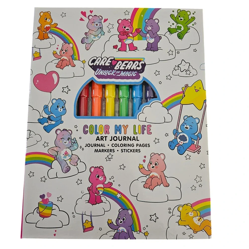 Care Bears Unlock the Magic Color My Life Art Journal Set Markers Stickers NEW